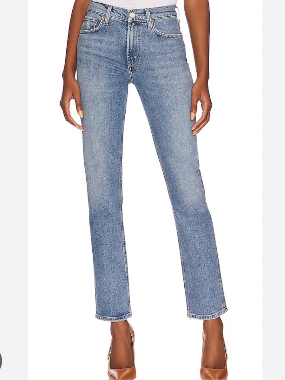 AGOLDE Lyle Low Rise Slim Jeans in Light Blue size 26